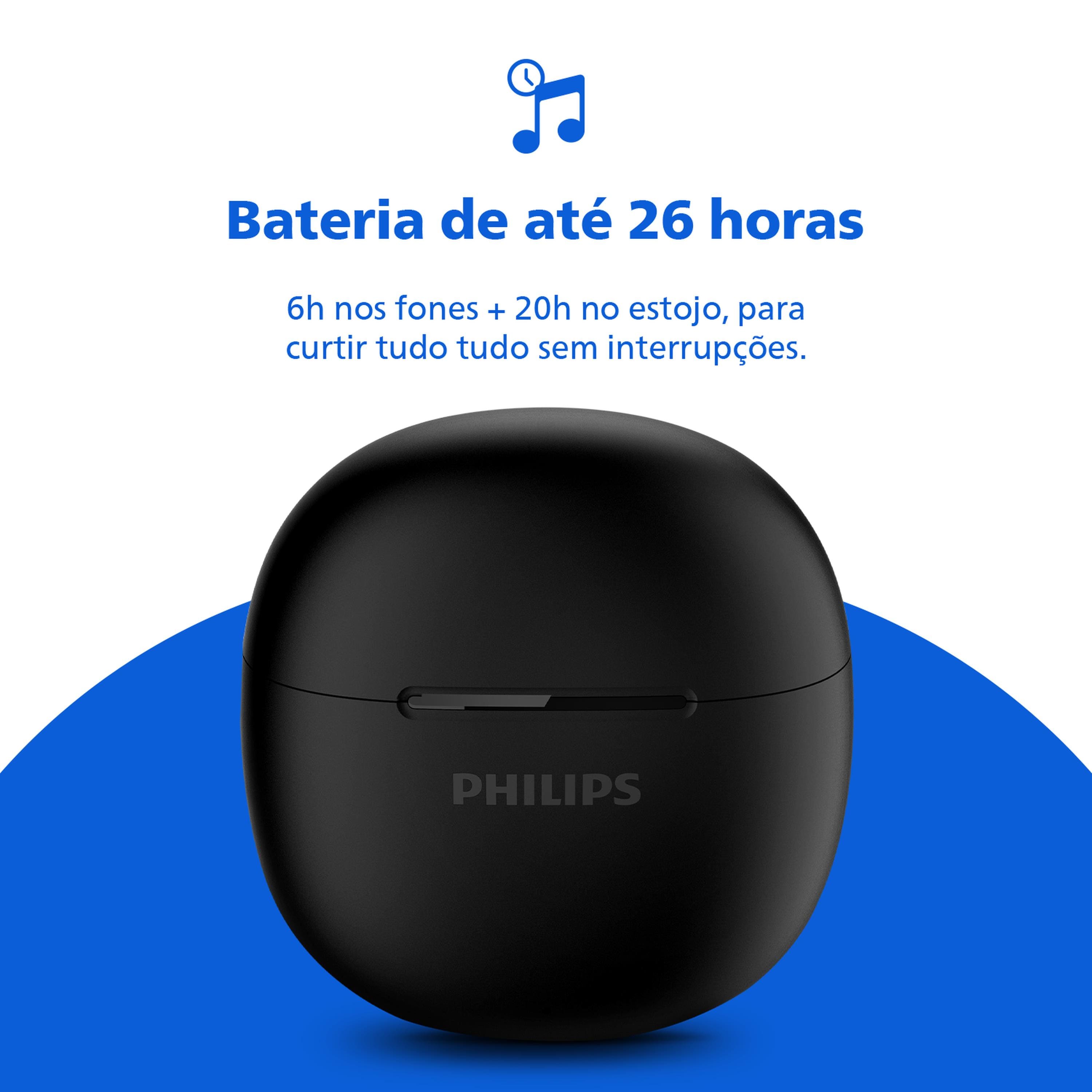 Fone de Ouvido Philips TAT1139BK/00 Bluetooth TWS IPX4 26h de Bateria Preto - 2