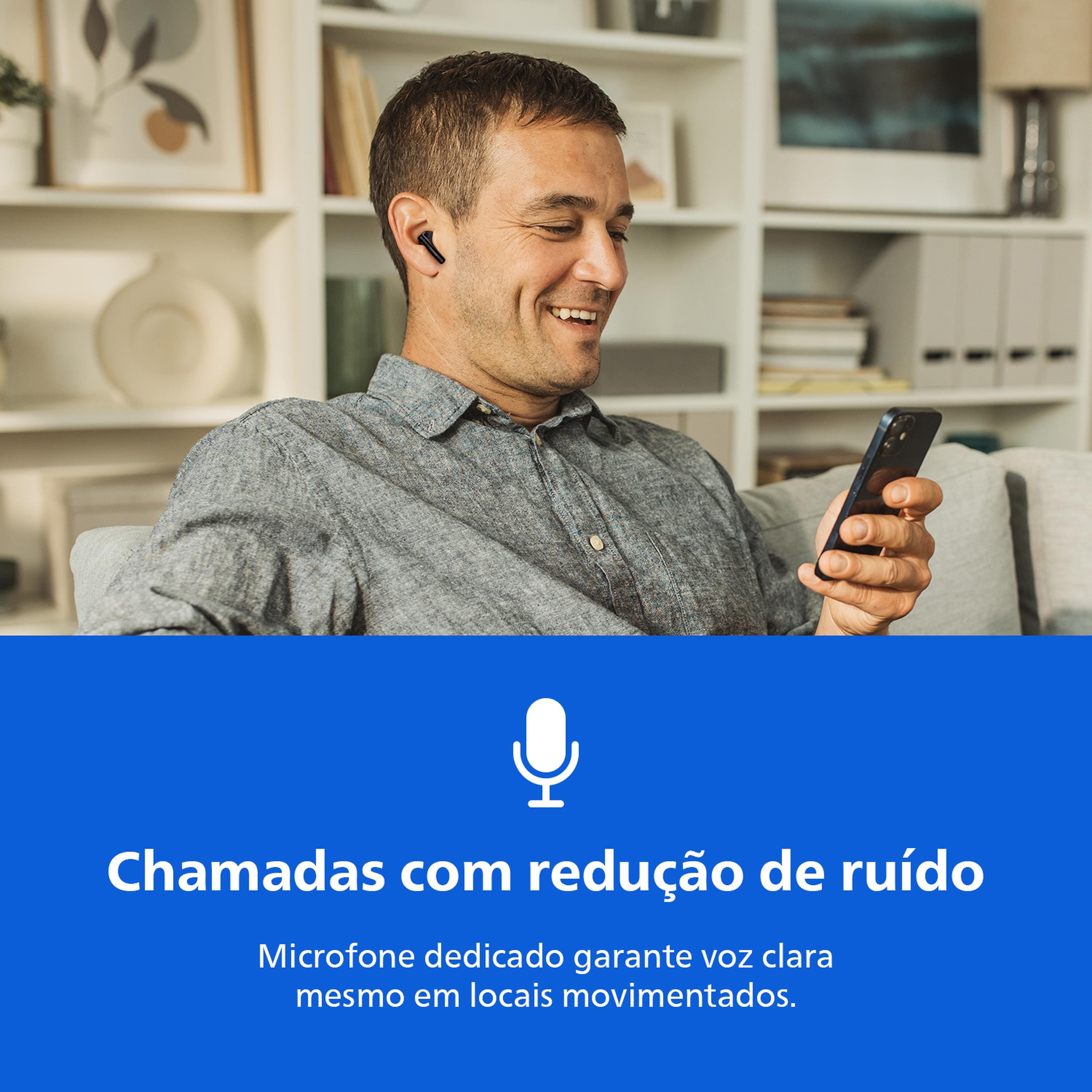 Fone de Ouvido Philips TAT1139BK/00 Bluetooth TWS IPX4 26h de Bateria Preto - 3
