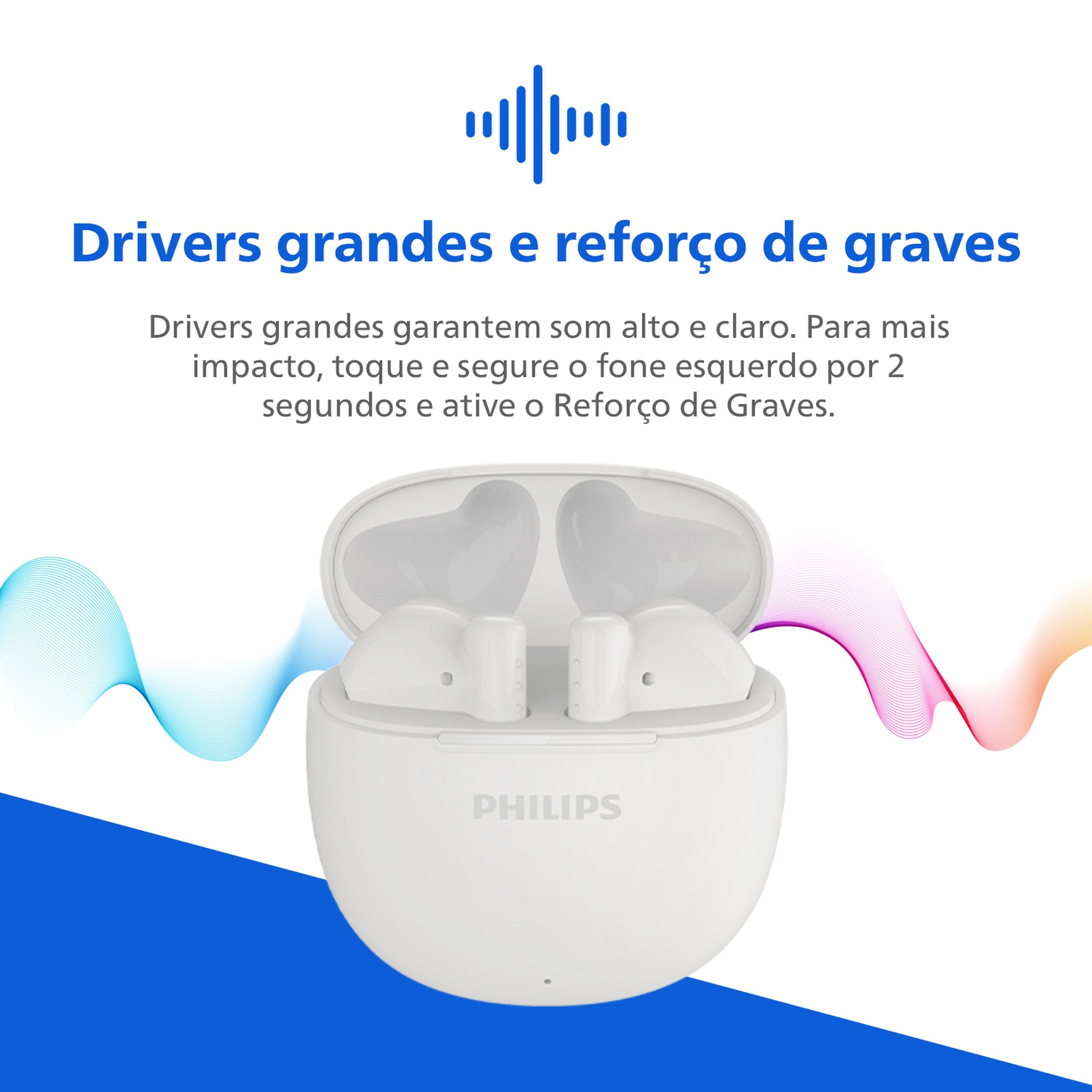 Fone de Ouvido Philips TAT1139WT/00 Bluetooth TWS IPX4 26h de Bateria Branco - 1