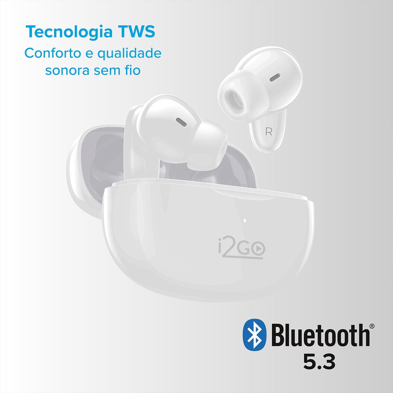Fone de Ouvido i2GO Air Buds GO Bluetooth TWS ENC Bateria de 48h Branco - 2