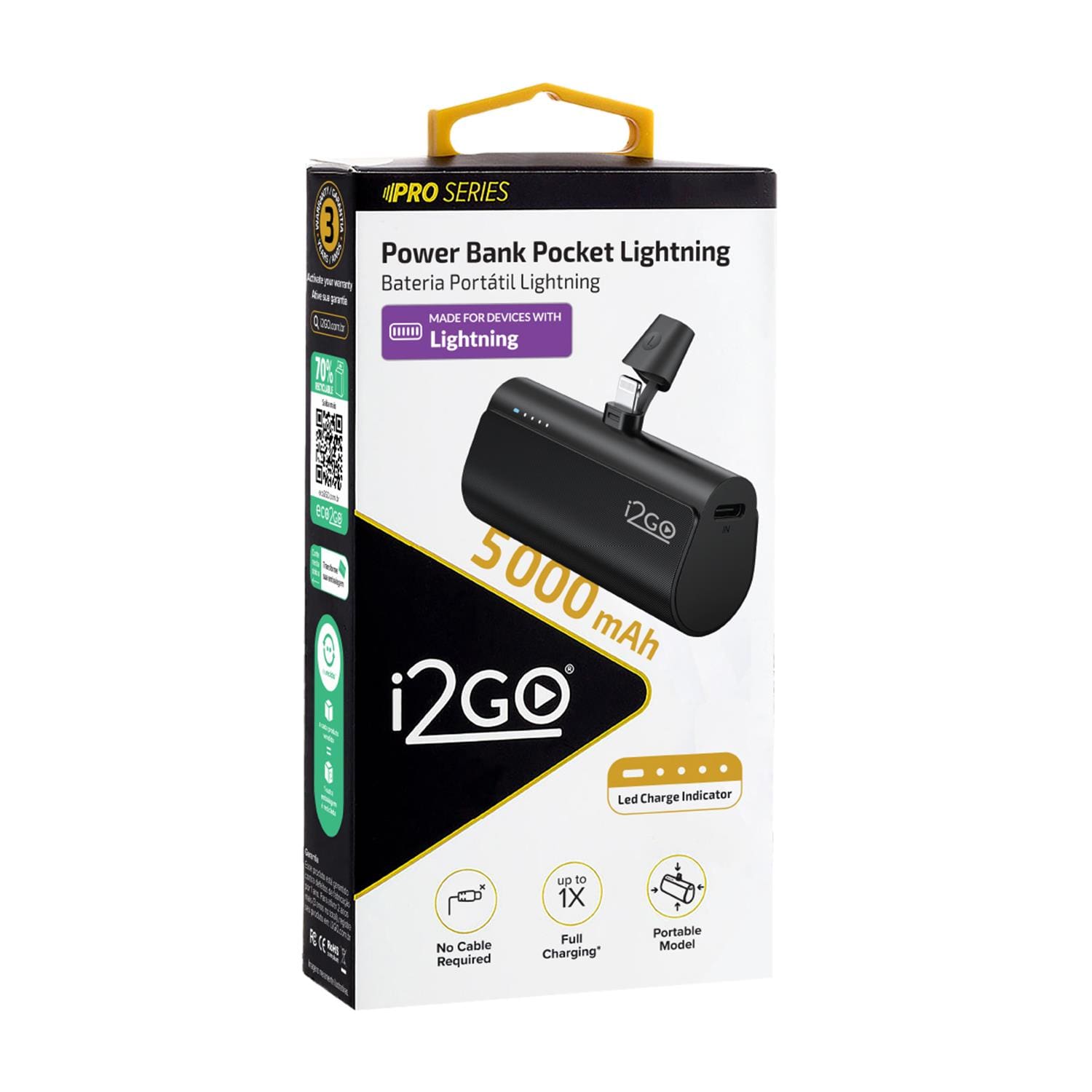 Power Bank i2GO PROBAT020 5000mAh Lightning Preto - 2