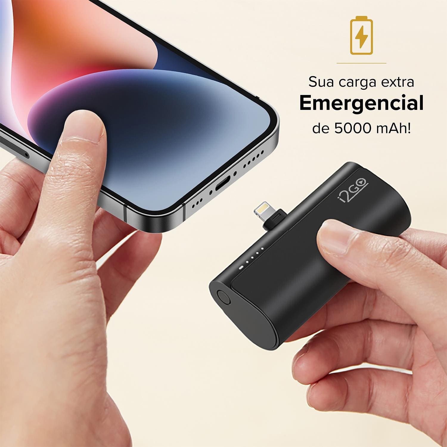 Power Bank i2GO PROBAT020 5000mAh Lightning Preto - 3