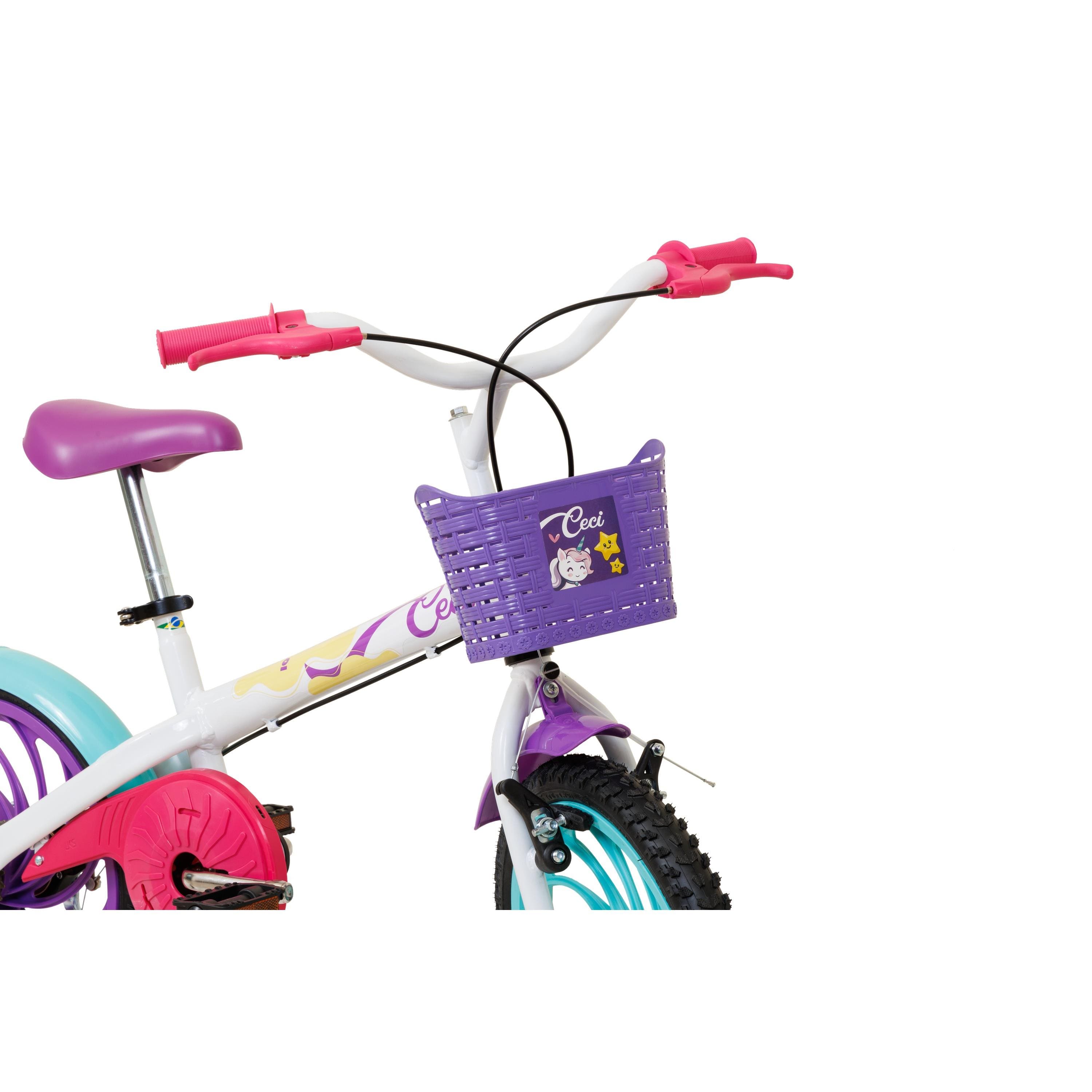 Bicicleta Infantil Caloi Ceci Aro 16 com Rodinhas Laterais e Cesta Branca - 1