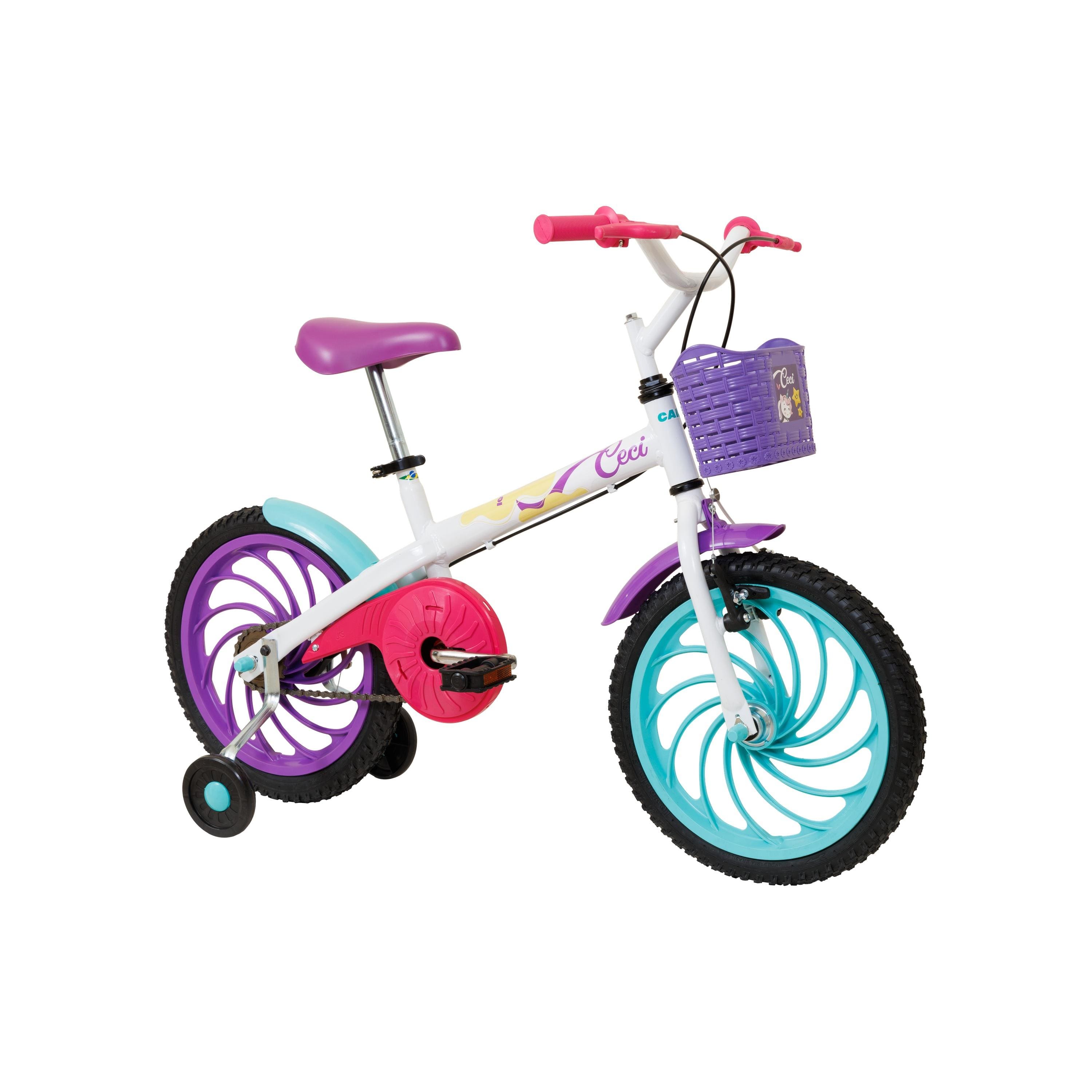 Bicicleta Infantil Caloi Ceci Aro 16 com Rodinhas Laterais e Cesta Branca - 3
