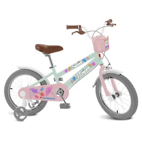 Bicicleta Infantil Bandeirantes Sweet Flower Aro 16 Quadro Aço Carbono Menta