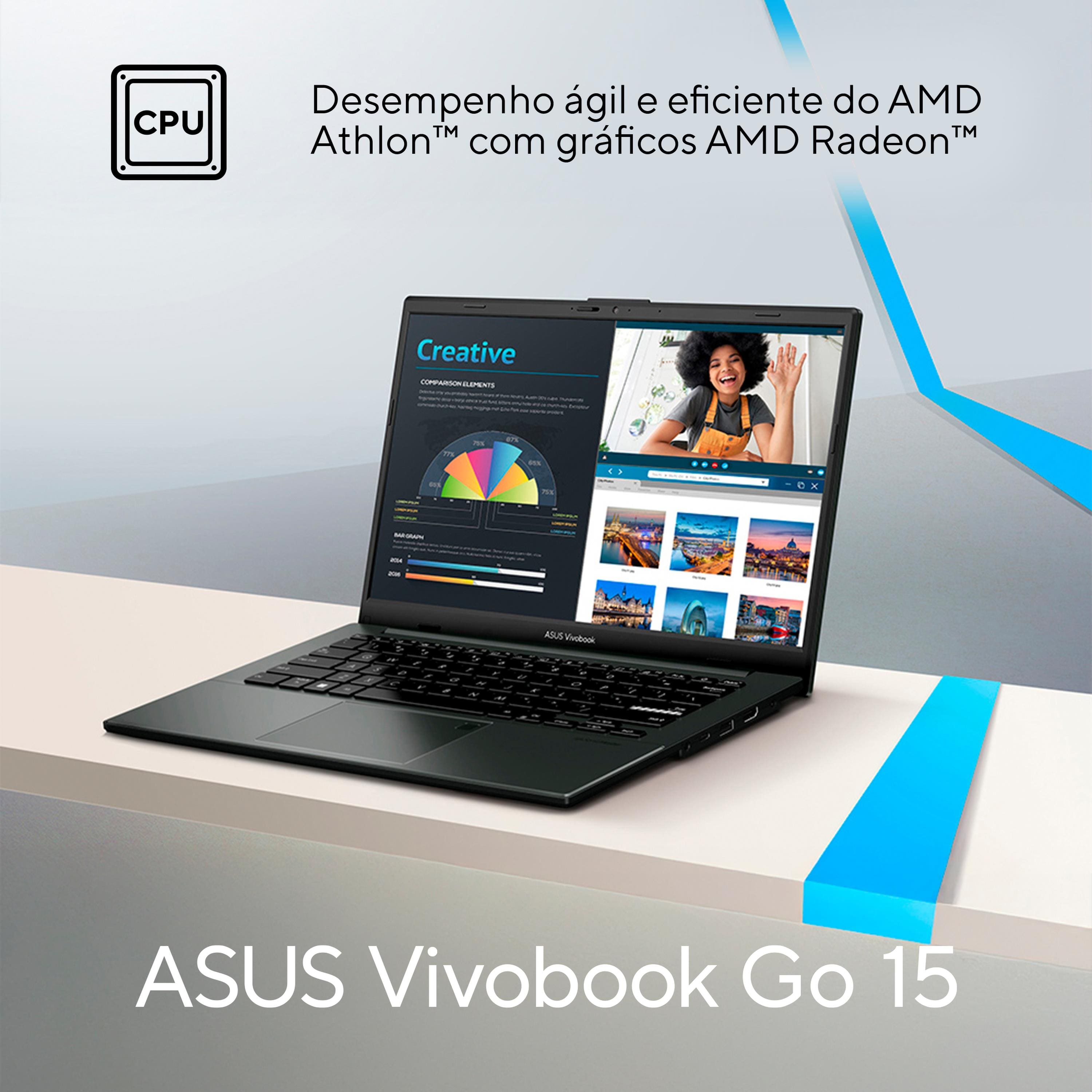 Notebook Asus Vivobook Go 15 AMD Athlon 4GB RAM 128GB SSD Tela 15.6” W11 - E1504FA-BQ5312WS - 2