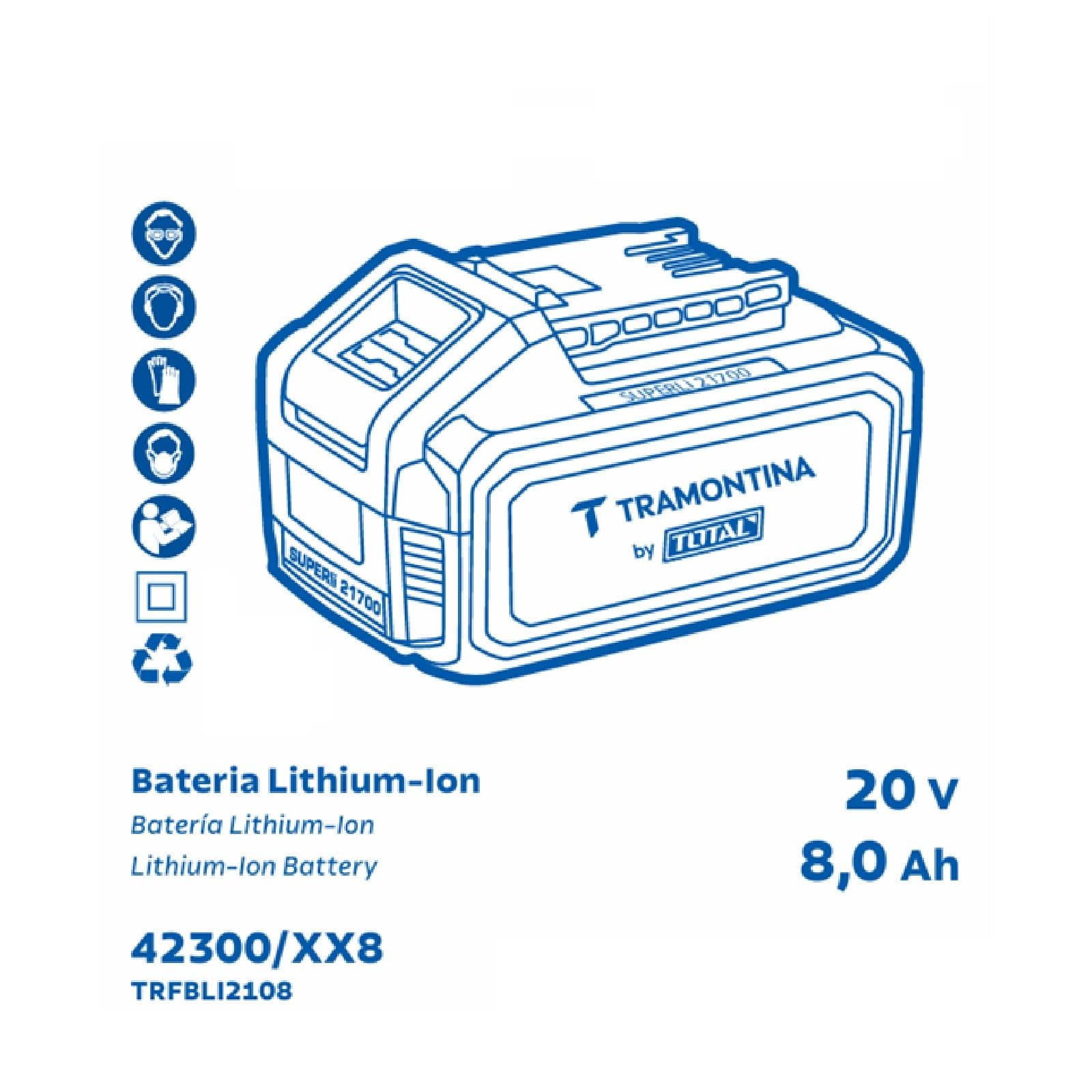 Bateria Lithium-Ion Tramontina by Total 20V 8,0Ah com Indicador LED 148Wh - 2