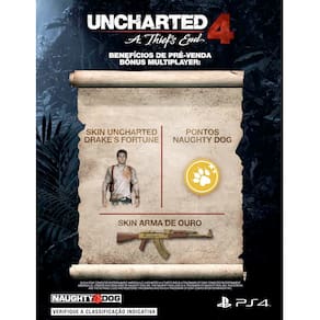 Uncharted 4: A Thiefs End para PS4 - Naughty Dog - Jogos de Ação