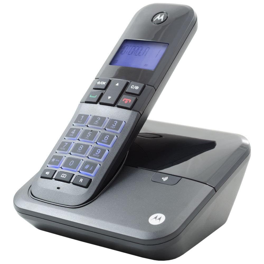 Telefone Digital sem Fio Motorola MOTO4000 com Identificador de Chamadas, Viva-voz, Visor e Teclado Iluminados - Preto - 1