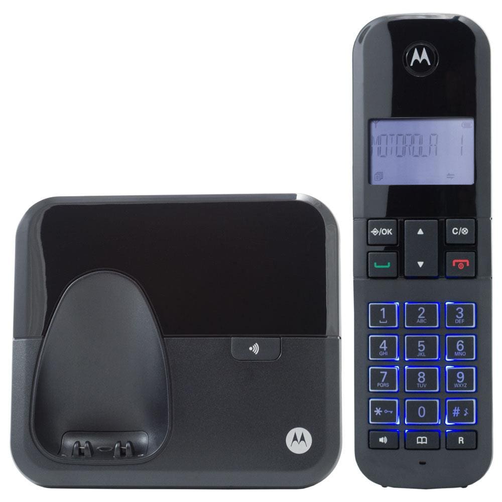 Telefone Digital sem Fio Motorola MOTO4000 com Identificador de Chamadas, Viva-voz, Visor e Teclado Iluminados - Preto - 2