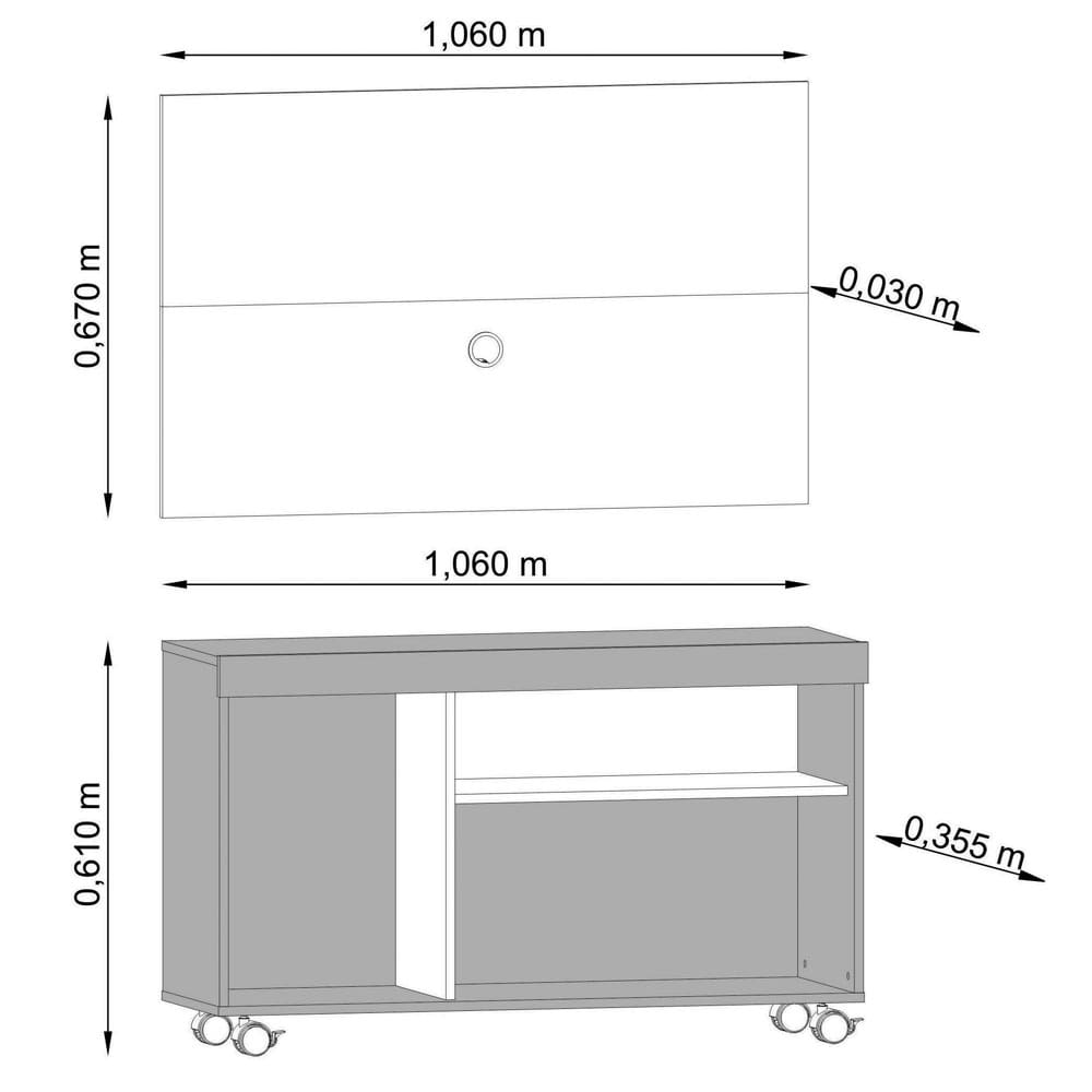 Rack com Painel Madetec Bruno para TVs de até 42” - Branco - 2