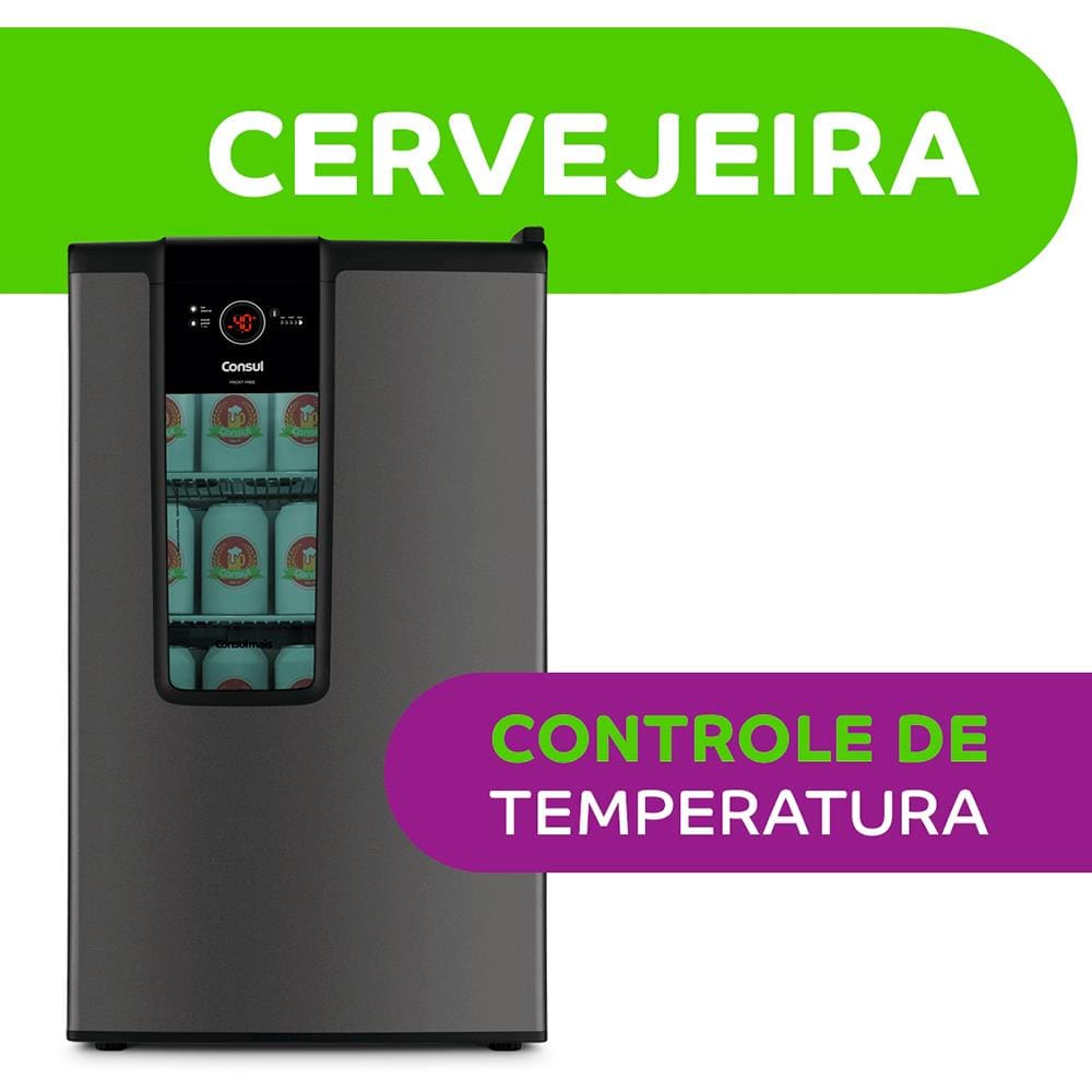 Cervejeira Consul CZD12AT com Display na Porta e Controle de Temperatura Titanium - 82L - 220V - 1