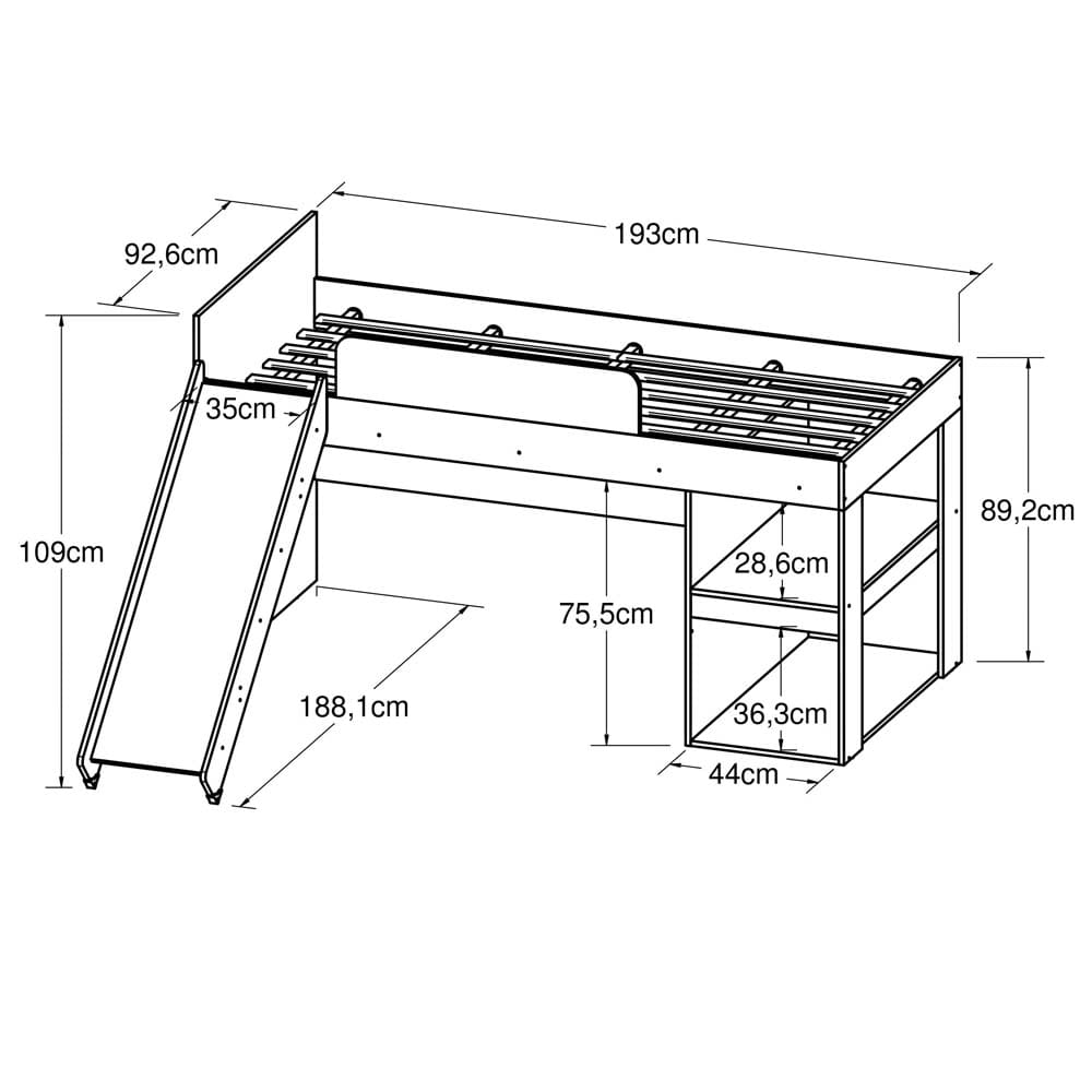 Cama Infantil Art In Móveis Meu Fofinho Playground com Escorregador – Branco - 3