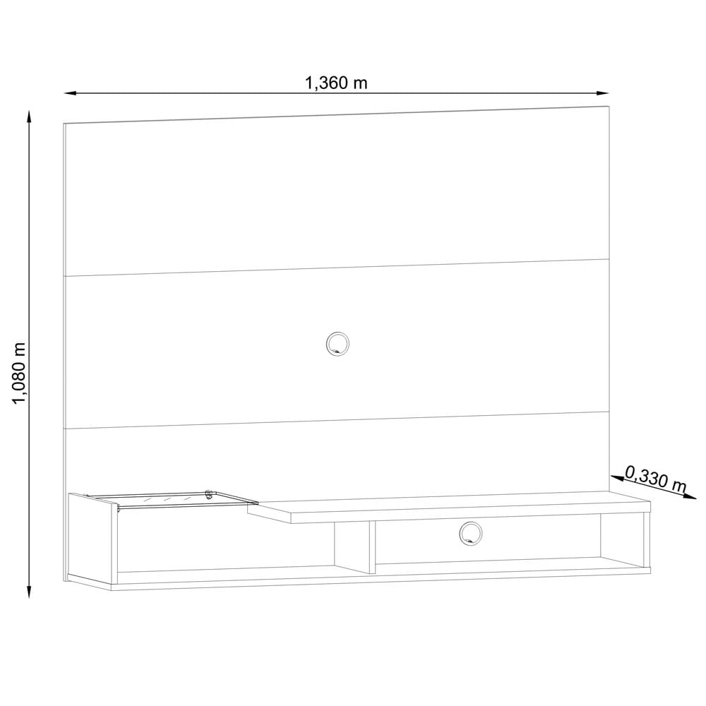 Bancada Suspensa Madetec Estela para TV’s de até 55" - Branco - 2