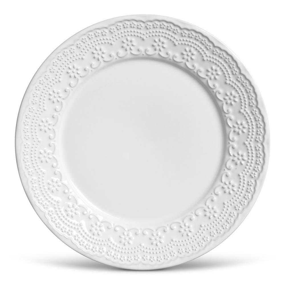 Conjunto de Prato Raso Porto Brasil Madeleine em Faiança Feldspático - 6 Peças - Branco - 1