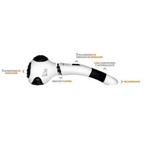 Massageador Recarregável Wiso MW500 Bivolt com Compressa Quente e Fria - Branco/Preto - 1