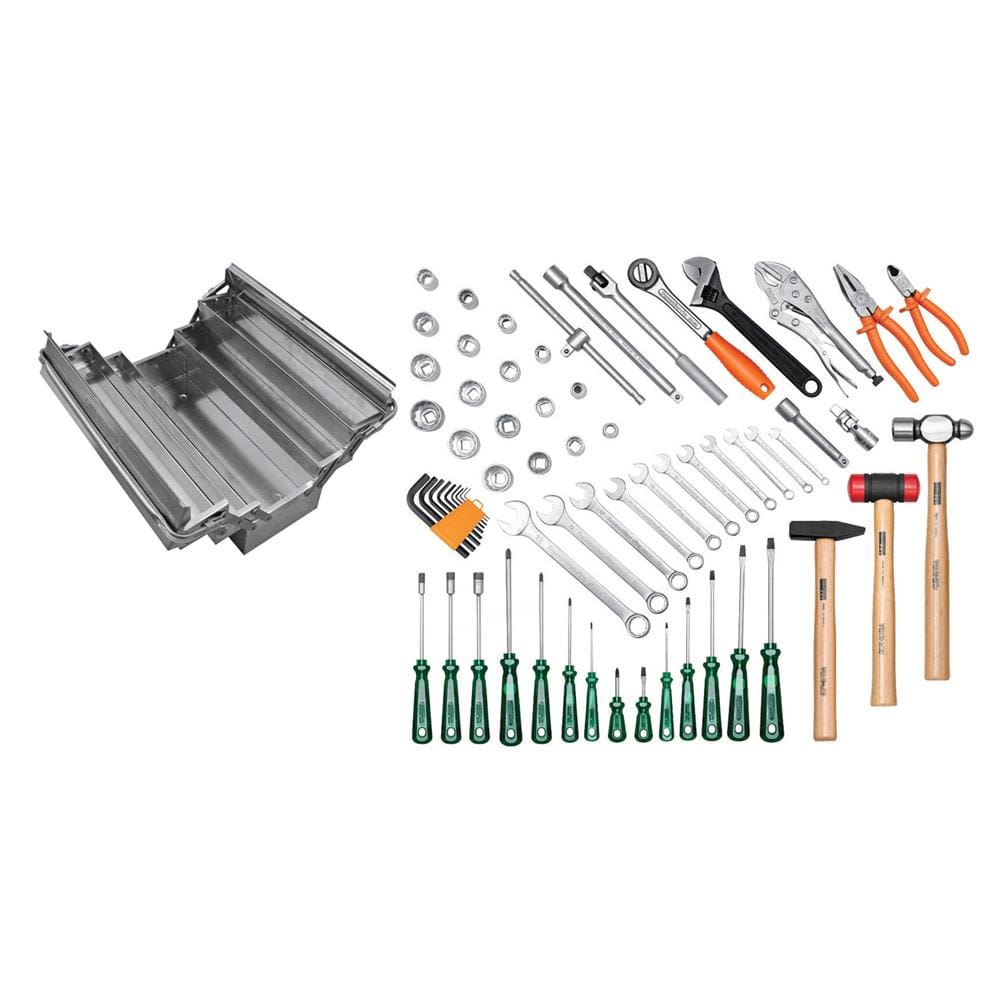 Caixa Sanfonada para Ferramentas Tramontina Pro em Aço Inox com 65 Peças - CAIXA SANFONADA ACO INOX COM 65PCS TRAMONTINA PRO - 1