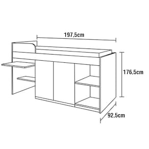 Módulo Office Santos Andirá Teen com 1 Cama Superior – Branco - 2