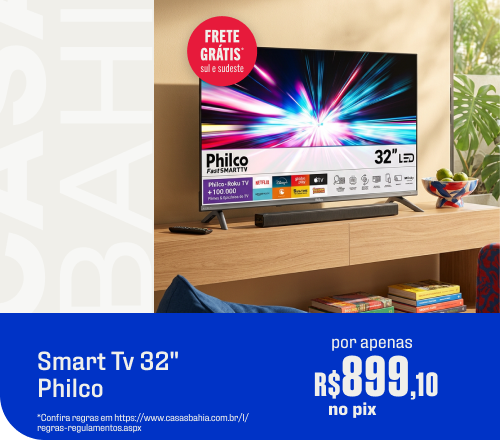 Smart Tv 32" Philco por apenas R$ 899,10 no pix + frete grátis sul e sudeste