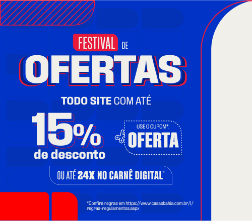 "Festival de Ofertas Com 15% de desconto no Cupom + Taxa Reduzida no Carnê"