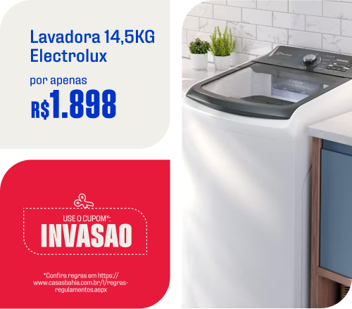 "LAV 14,5 KG ELECTROLUX  POR APENAS R$1.898,00 USANDO CUPOM  ""INVASAO"""