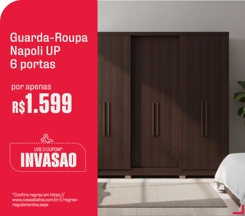 "Móveis Guarda-Roupa Napoli UP por apenas R$ 1.599 no cupom INVASÃO"