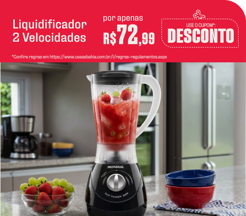 "Liquidificador 2Vel Mondial Por R$ 72,99  - Cupom DESCONTO"