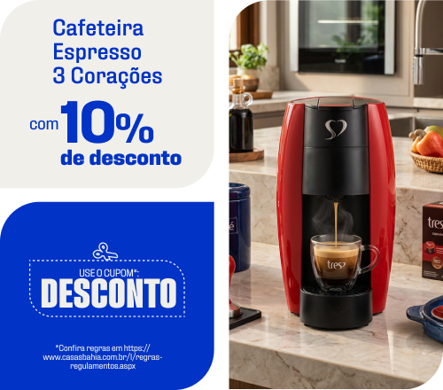 "Cafeteira Espresso Passione 3 Corações Com 10% OFF no Cupom DESCONTO e frete grátis"