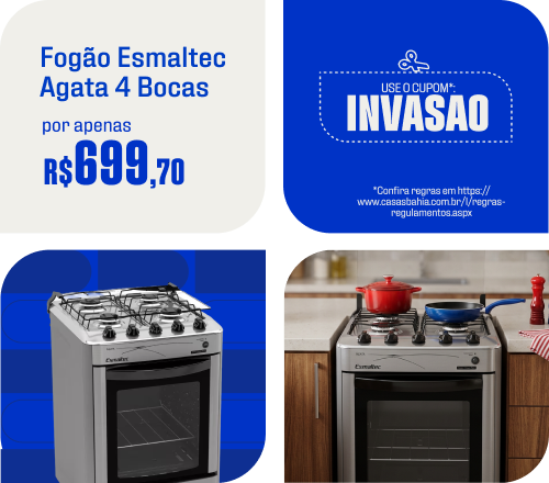 "FOGÃO ESMALTEC AGATA 4 BOCAS Por apenas R$ 699,70 no cupom INVASAO"