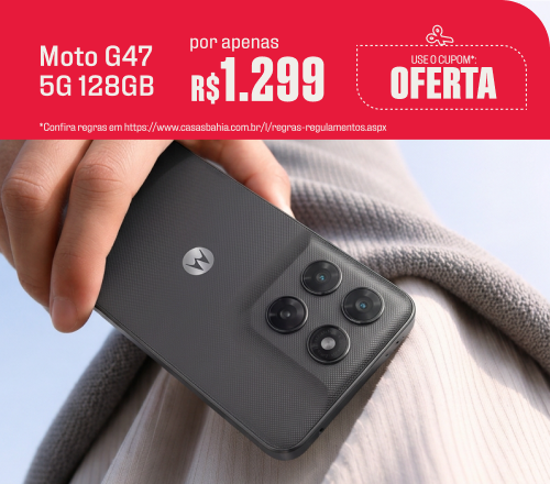 " Moto G47 5G 128GB Por apenas R$1.299 no cupom* USE: OFERTA"