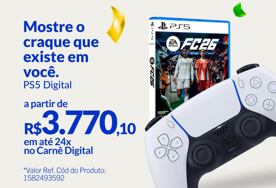 Mostre o craque que existe em você Console PlayStation 5 Digital 825GB Por R$3.779,10 no PIX*