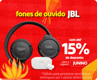 "Fones de ouvido JBL  com até 15% de desconto no cupom*  USE: JUNINO"