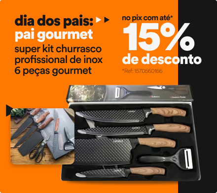 "Dia dos Pais: Pai gourmet Super Kit Churrasco Profissional De Inox 6 Peças Gourmet com 15% no PIX*"