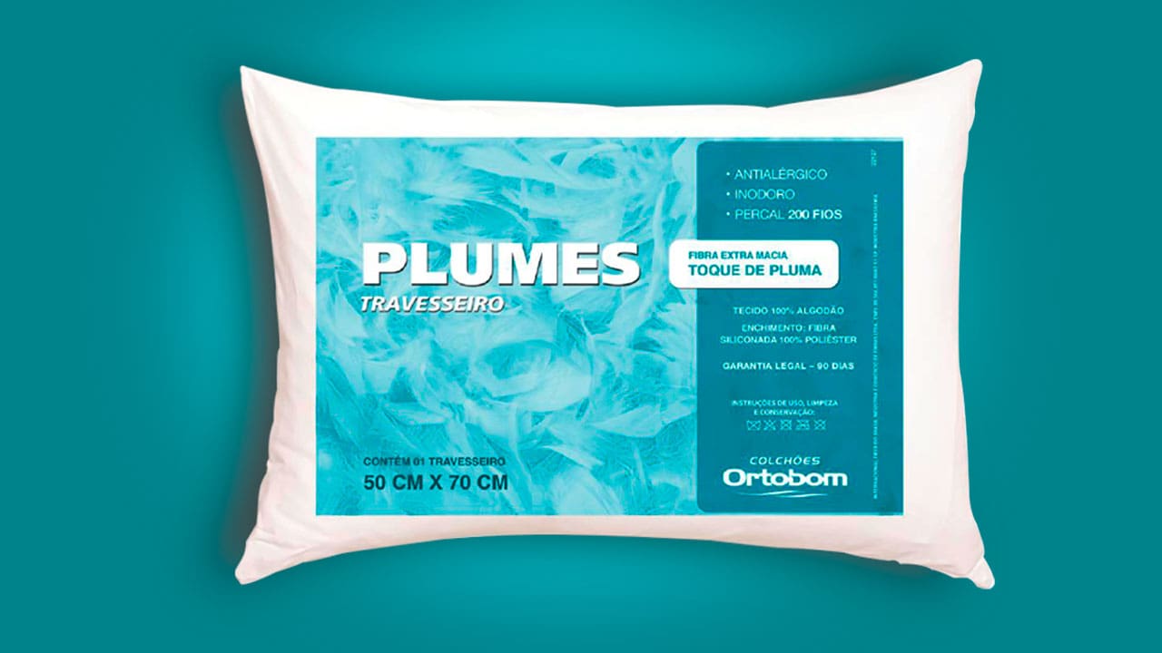 Travesseiro Ortobom Plumes 50 x 70cm Branco