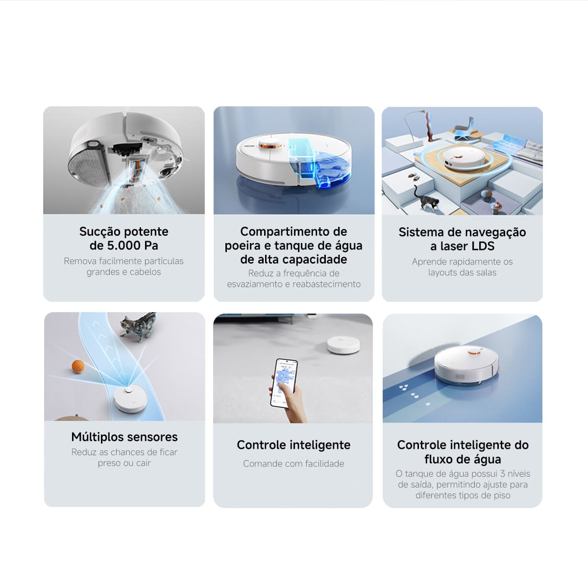 Aspirador Robô Xiaomi S40C 3 em 1 55W Filtro HEPA Controle por App Bivolt Branco
