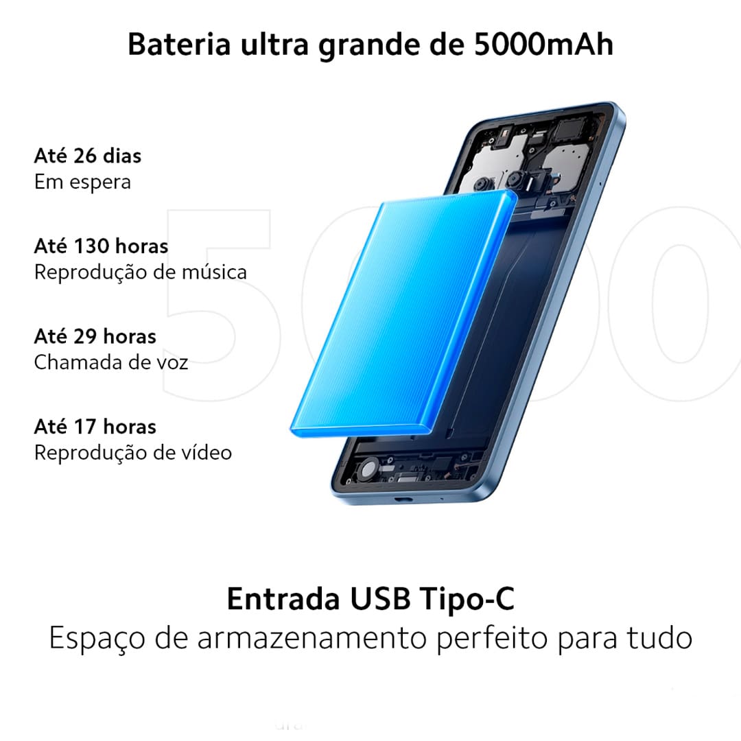 Design e Experiência Visual Imersiva O Smartphone Redmi A3 é ideal para quem busca praticidade e acessibilidade no seu dia a dia. Com um design moderno e uma tela ampla de 6,7 polegadas, proporciona uma experiência visual envolvente, perfeita para desfrutar de vídeos, fotos e navegação na web. Desempenho Eficiente e Sistema Leve Equipado com o processador MediaTek Helio G36, o Xiaomi Redmi oferece um desempenho excepcional para todas as suas atividades diárias. Desenvolvido para garantir fluidez e responsividade, mesmo em uso prolongado, e aliado ao sistema operacional Android 14, garante uma experiência de uso intuitiva e eficaz.