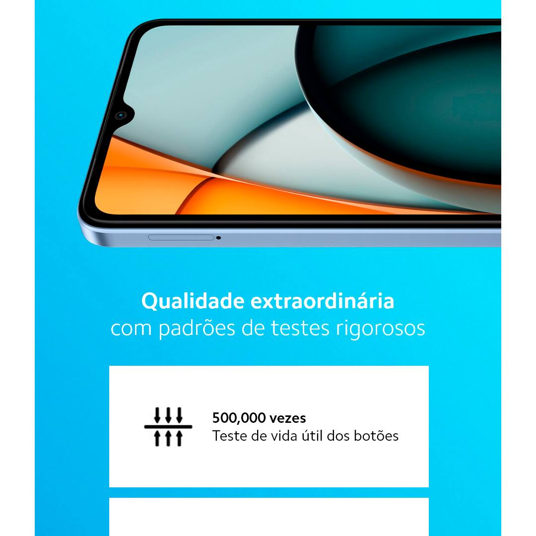 Design e Experiência Visual Imersiva O Smartphone Redmi A3 é ideal para quem busca praticidade e acessibilidade no seu dia a dia. Com um design moderno e uma tela ampla de 6,7 polegadas, proporciona uma experiência visual envolvente, perfeita para desfrutar de vídeos, fotos e navegação na web. Desempenho Eficiente e Sistema Leve Equipado com o processador MediaTek Helio G36, o Xiaomi Redmi oferece um desempenho excepcional para todas as suas atividades diárias. Desenvolvido para garantir fluidez e responsividade, mesmo em uso prolongado, e aliado ao sistema operacional Android 14, garante uma experiência de uso intuitiva e eficaz.