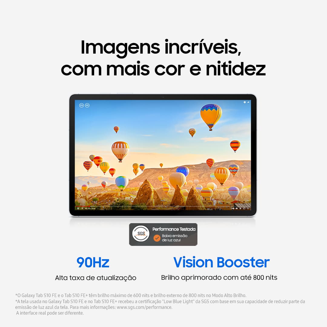 Samsung, Galaxy, Galaxy Tab, Galaxy Tab S10 FE, Tab S10 FE, Bateria 8.000mAh, Tela de 10.9' Polegadas 90Hz, Tela Imersiva, 128GB, 8GB RAM, Tela de Alta Resolução, Inteligência Artificial,  13MP, Selfie 12MP UW, Gorilla Glass 3, Tablet, Android 15, Octa Core, tela grande, alta resolução WUXGA+, Exynos 1580, Pasta Segura, Display Imersivo, IP68, resistente a água, sensor de impressões digitais, Dual Speaker