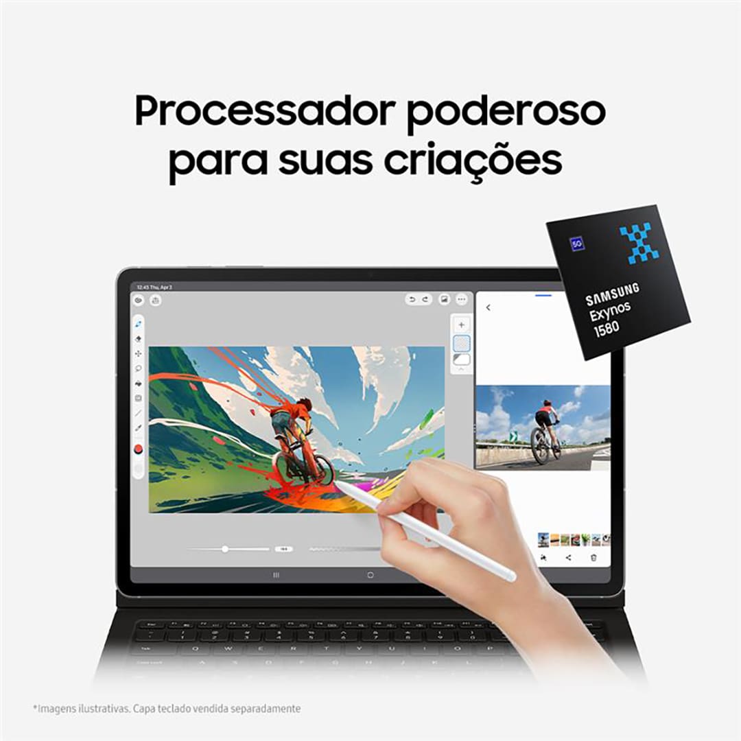 Samsung, Galaxy, Galaxy Tab, Galaxy Tab S10 FE, Tab S10 FE, Bateria 8.000mAh, Tela de 10.9' Polegadas 90Hz, Tela Imersiva, 128GB, 8GB RAM, Tela de Alta Resolução, Inteligência Artificial,  13MP, Selfie 12MP UW, Gorilla Glass 3, Tablet, Android 15, Octa Core, tela grande, alta resolução WUXGA+, Exynos 1580, Pasta Segura, Display Imersivo, IP68, resistente a água, sensor de impressões digitais, Dual Speaker