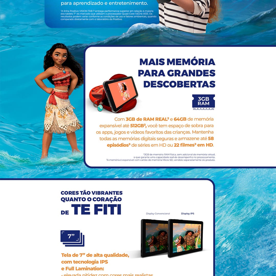 Tablet Positivo Vision TAB 7 Moana com Tela de 7”