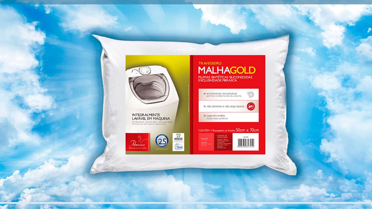 Travesseiro Fibrasca Malha Gold 