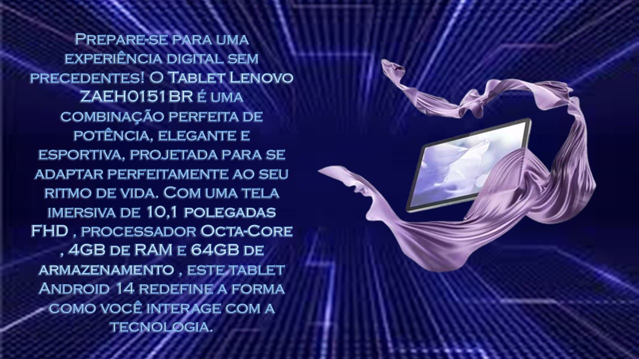 Tablet Lenovo Tab ZAEH0151BR WUXGA 10.1" Octa-Core MediaTek Helio G85 4GB 64GB Android 14