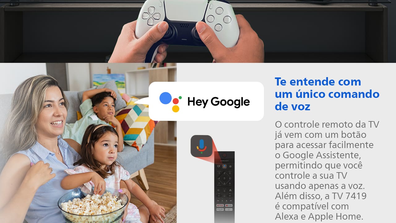 Smart TV 65" 4K Philips 65PUG7419/78 Google TV Comando de Voz Dolby Atmos