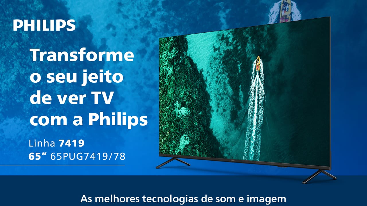 Smart TV 65" 4K Philips 65PUG7419/78 Google TV Comando de Voz Dolby Atmos