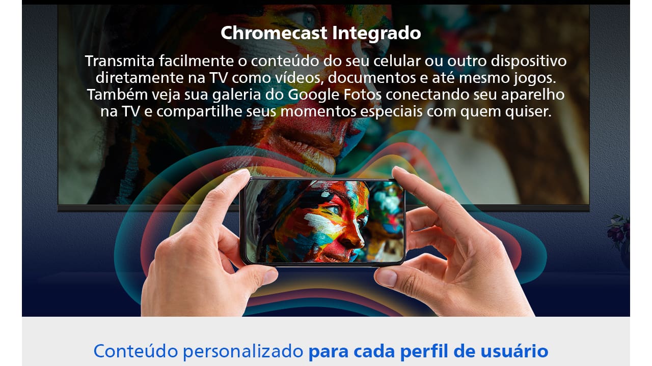 Smart TV 65" 4K Philips 65PUG7419/78 Google TV Comando de Voz Dolby Atmos