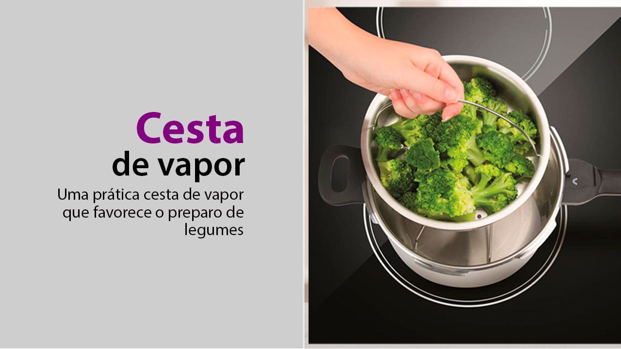 Panela Pressão Rochedo Inox cesta vapor