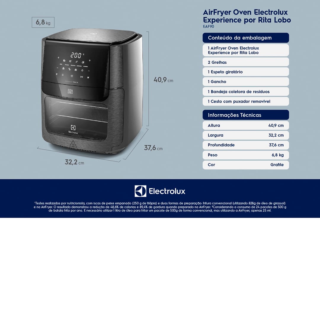 FRIT ELETR ELECTROLUX OVEN EXPER EAF90 12L