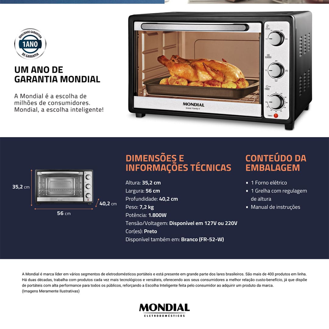 Forno Elétrico Mondial Grand Family II FR-52