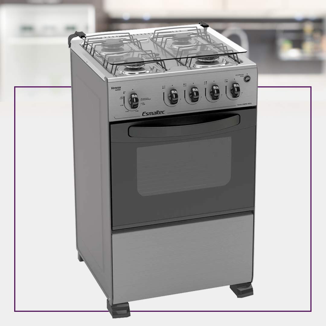 Fogão Esmaltec 4 Bocas Veneza Super Inox