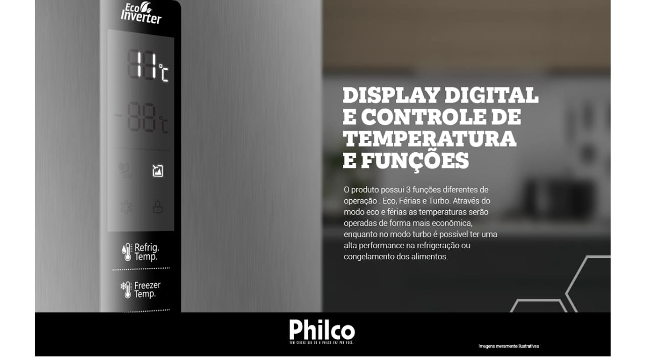 Geladeira Philco French Door Eco Inverter PRF380I Inox 299L
